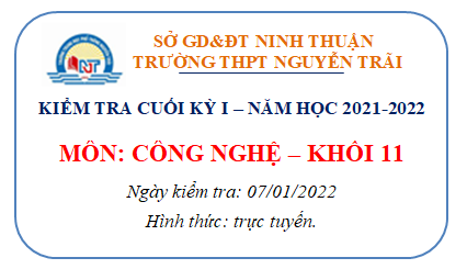 KIEM TRA CK1-CONG NGHE 11-NAM HOC 2021-2022