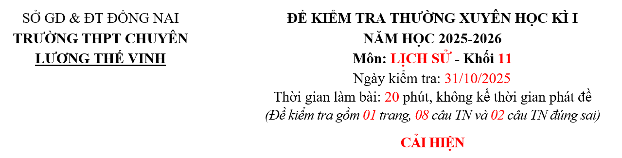 LỚP 11 SINH-KTTXHK1-CẢI THIỆN