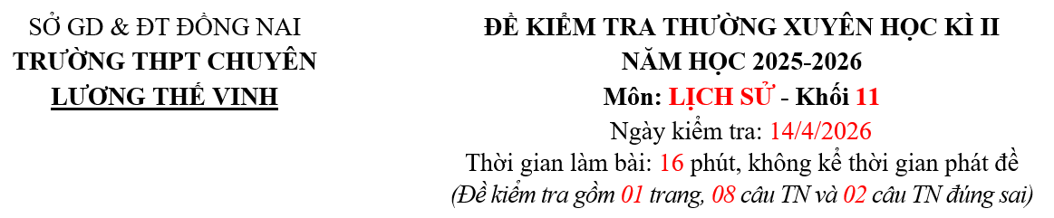 LỚP 11 SINH-KTTXHK2-LẦN 2